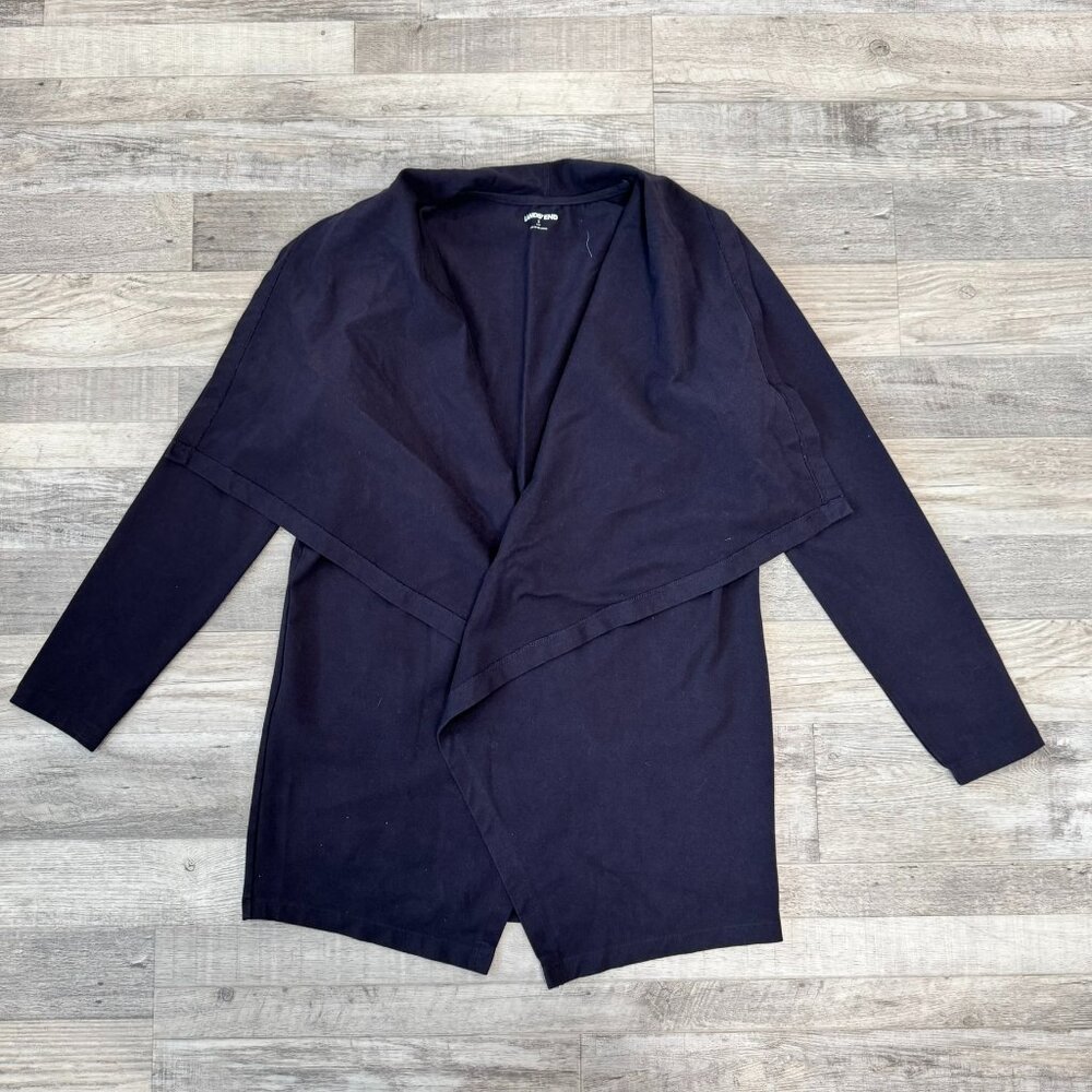 Land's End Navy Drape Front Long Sleeve Cardigan Size Small Knit H43